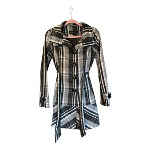 Black Rivet Plaid Raincoat Size Small (S)